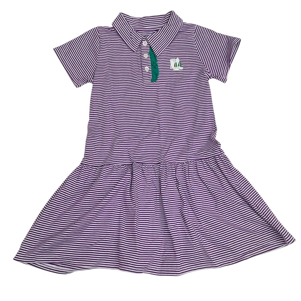 NWT Itsy Bitsy Size 7 Mardi Gras Polo Dress